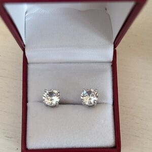 Crystal Earrings Round Large Studs Posts New In Box